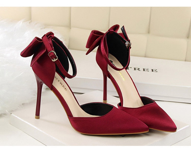 Funki Findz | Shoes | Women's Elegant Silk Bow Stiletto Pumps