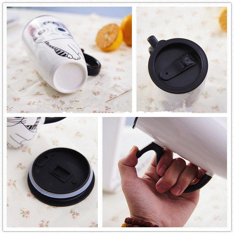 Funki Findz | Mugs | Large Ceramics Cat Mug | Spoon Lid | 20oz