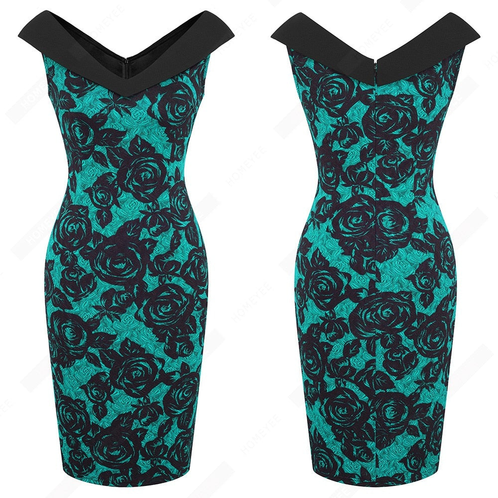 Funki Findz | Dresses | Women's Floral Cocktail Pencil Dress