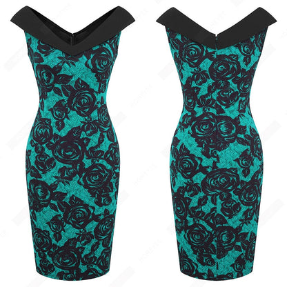 Funki Findz | Dresses | Women's Floral Cocktail Pencil Dress