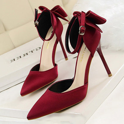 Funki Findz | Shoes | Women's Elegant Silk Bow Stiletto Pumps