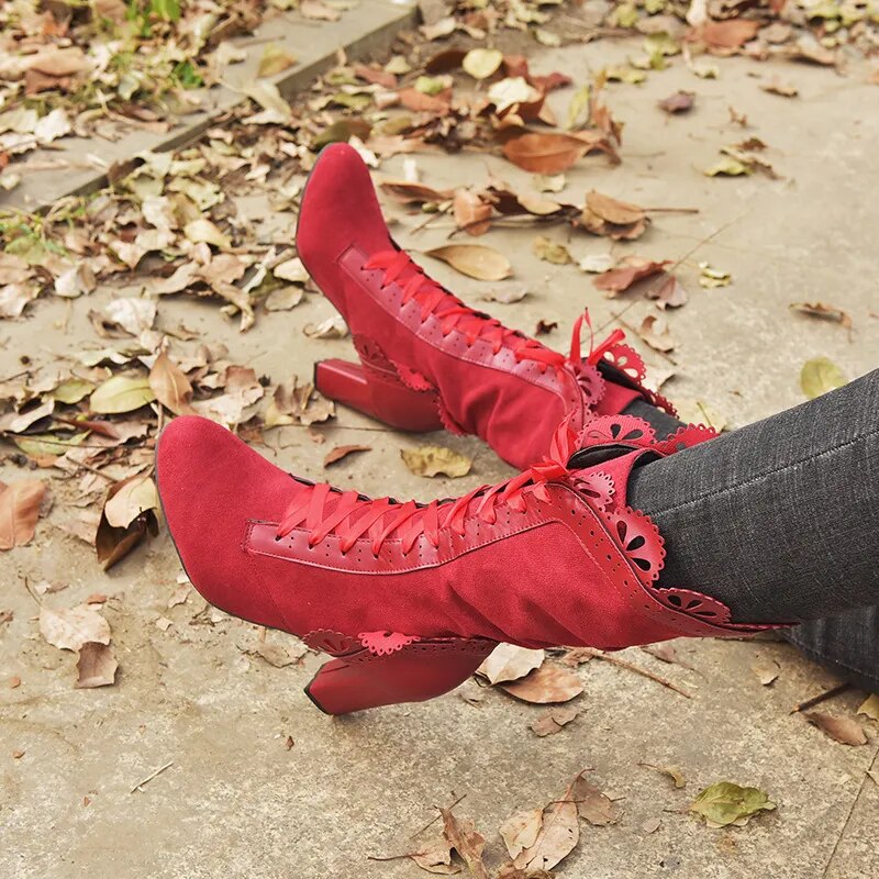 Funki Findz | Boots | Women's Steampunk Lace Top Granny Boot