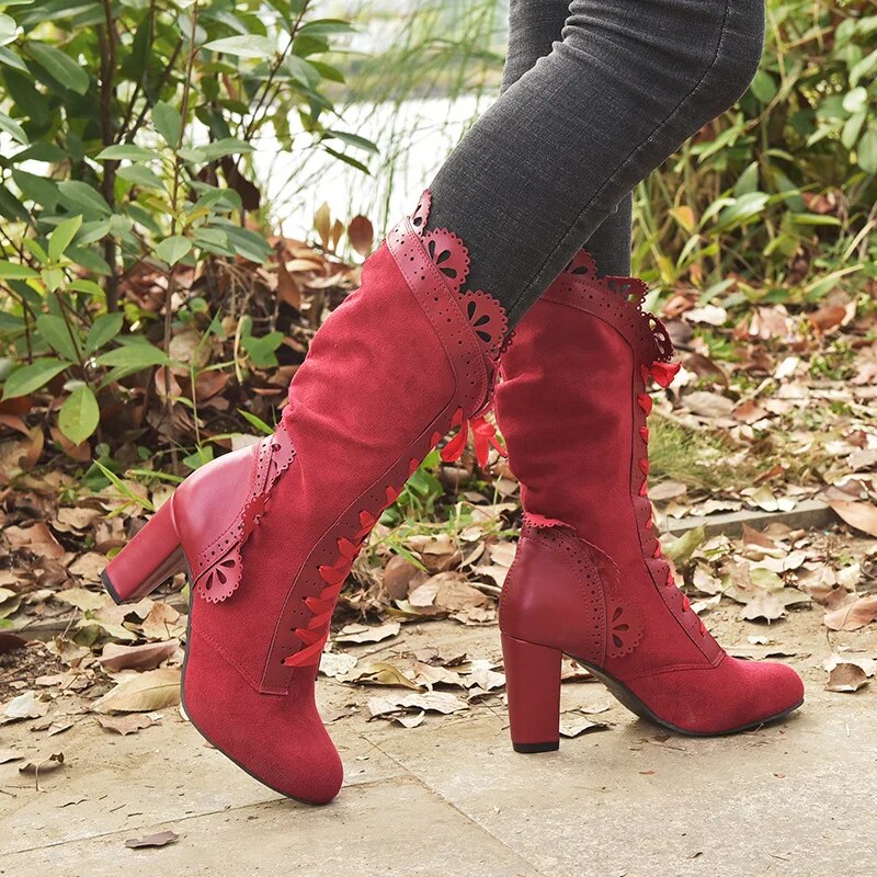 Funki Findz | Boots | Women's Steampunk Lace Top Granny Boot