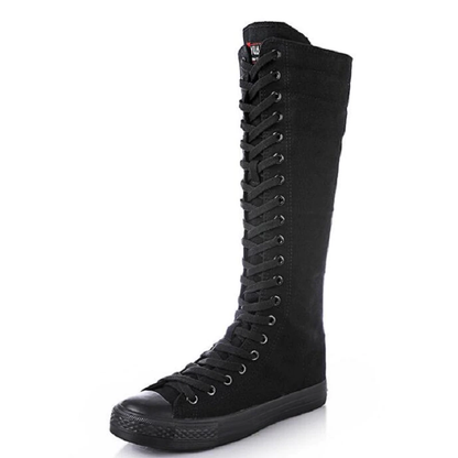 Funki Findz | Boots | Women's Lace Up Canvas Knee High Boots
