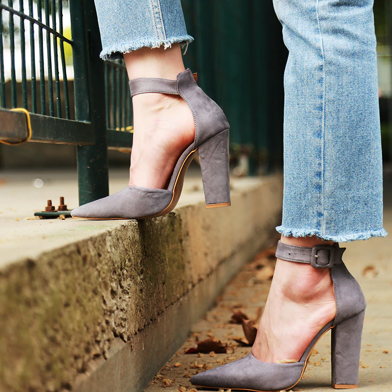 Funki Findz | Shoes | Women's High Block Heel Flock Party Shoe