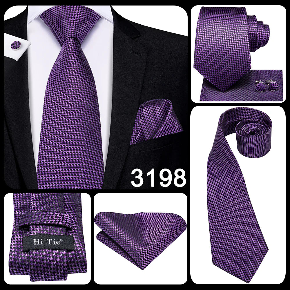 Funki Findz | Neckties | Men's Purple Silk Wedding 3Pcs Tie Set