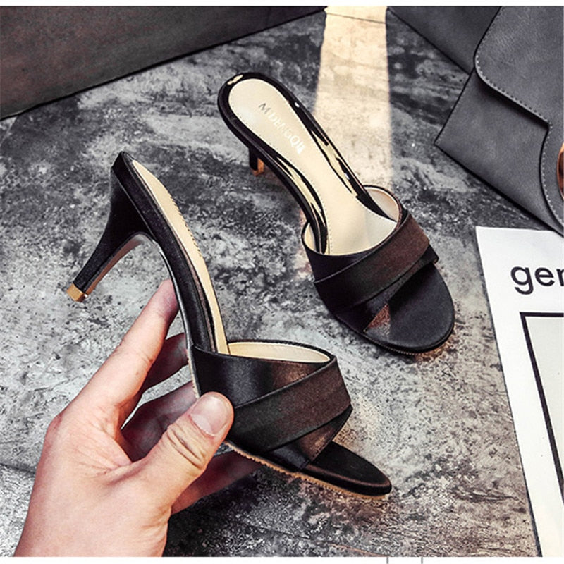Funki Findz | Shoes | Women's Luxury Satin Low Heel Slides