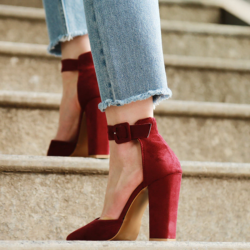 Funki Findz | Shoes | Women's High Block Heel Flock Party Shoe