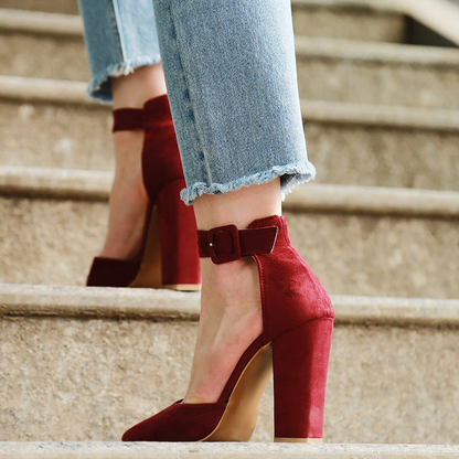 Funki Findz | Shoes | Women's High Block Heel Flock Party Shoe