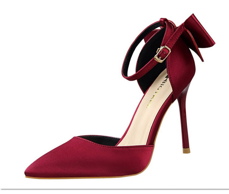 Funki Findz | Shoes | Women's Elegant Silk Bow Stiletto Pumps
