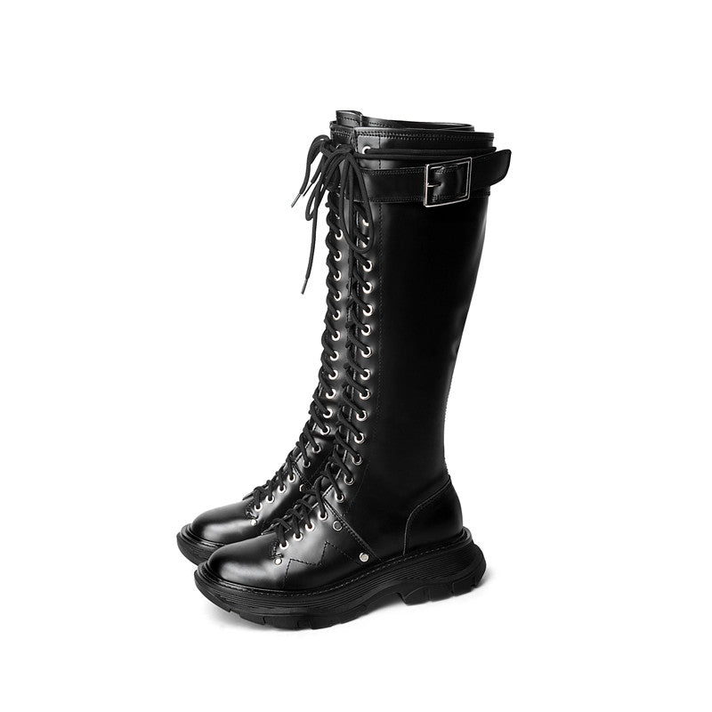 Funki Findz | Boots | Women's White Knee High Lace Up Boots
