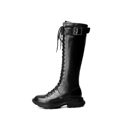 Funki Findz | Boots | Women's White Knee High Lace Up Boots