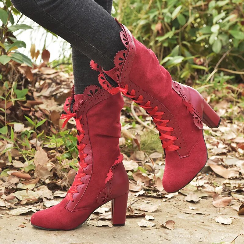 Funki Findz | Boots | Women's Steampunk Lace Top Granny Boot