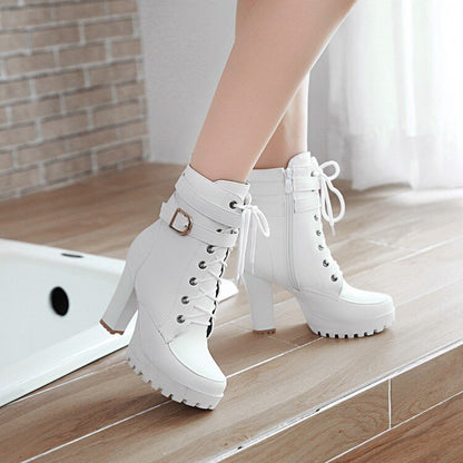 Funki Findz | Boots | Women's Block Heel Buckle Strap Ankle Boots