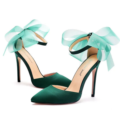 Funki Findz | Shoes | Women's Chiffon Bow Silk Bridal Stilettos