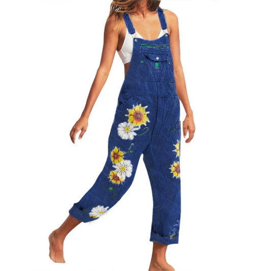 Funki Findz | Pants | Women's Sunflower Denim Bib Overalls