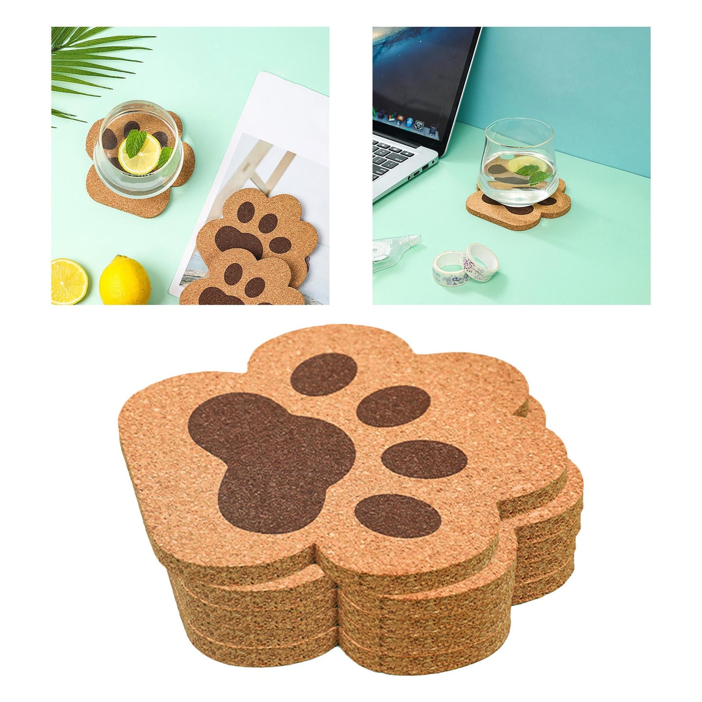 Funki Findz | Coasters | Cute Cat Paw Cork Coasters 5 Pcs