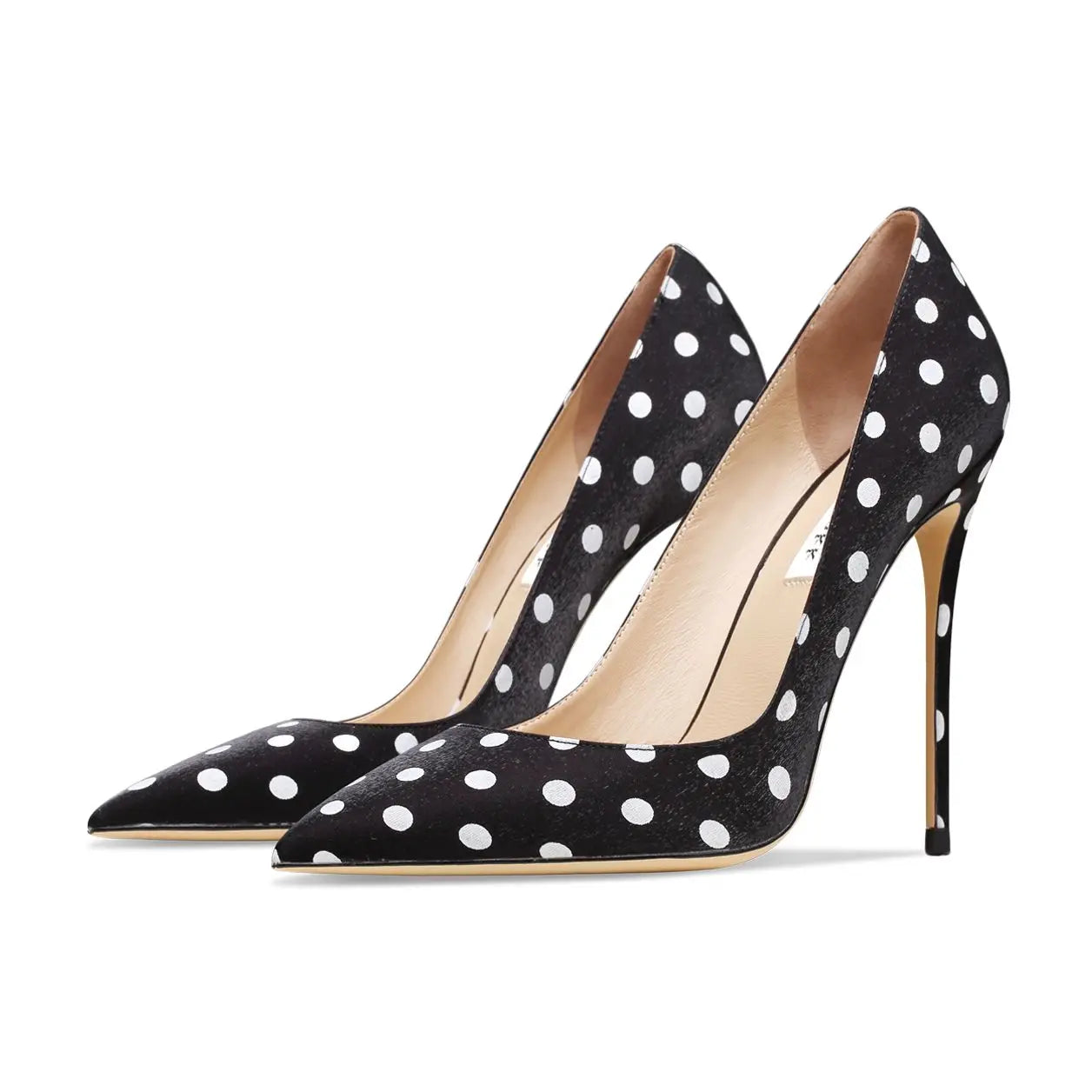 Funki Findz | Shoes | Women's Silk Polka Dot Pointed Toe Heels