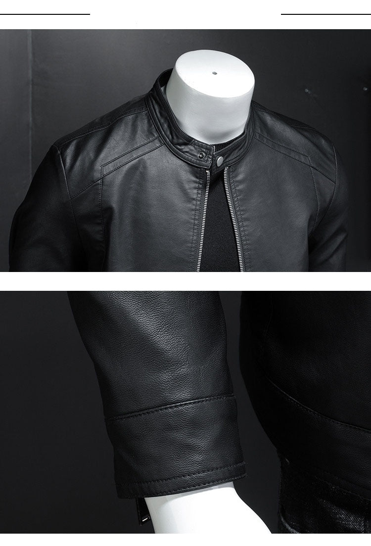 Funki Findz | Jackets | Men's Faux Leather Biker Jacket | Slim Fit