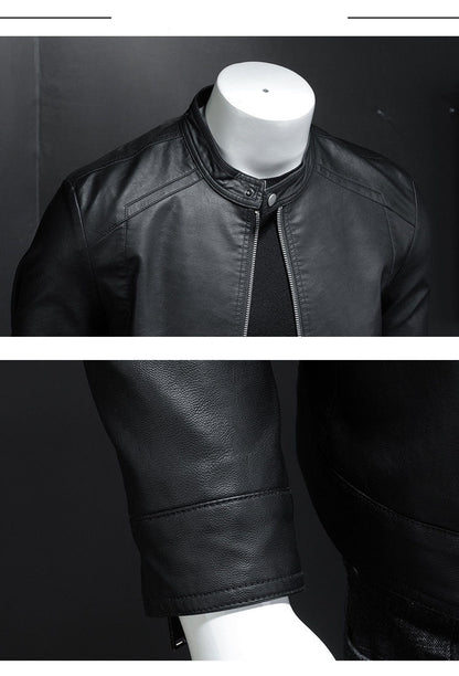 Funki Findz | Jackets | Men's Faux Leather Biker Jacket | Slim Fit