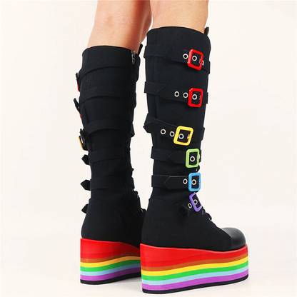 Funki Findz | Boots | Women's Punk High Platform Wedge Boots
