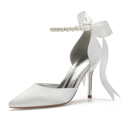 Funki Findz | Shoes | Women's Satin Pearls High Wedding Shoes