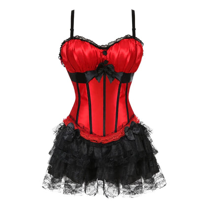 Funki Findz | Dresses | Women's Gothic Satin Lace Corset Dress