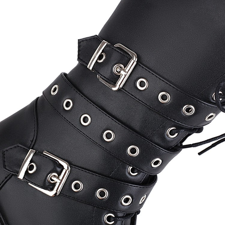 Funki Findz | Boots | Women's Buckle Wedge Platform Boots