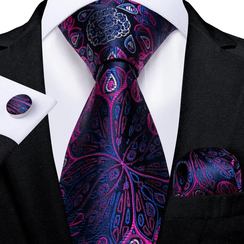 Funki Findz | Neckties | Men's Purple Silk Wedding 3Pcs Tie Set