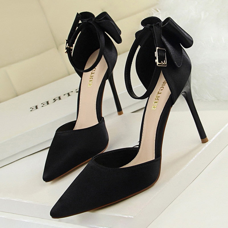 Funki Findz | Shoes | Women's Elegant Silk Bow Stiletto Pumps