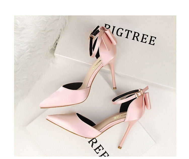Funki Findz | Shoes | Women's Elegant Silk Bow Stiletto Pumps