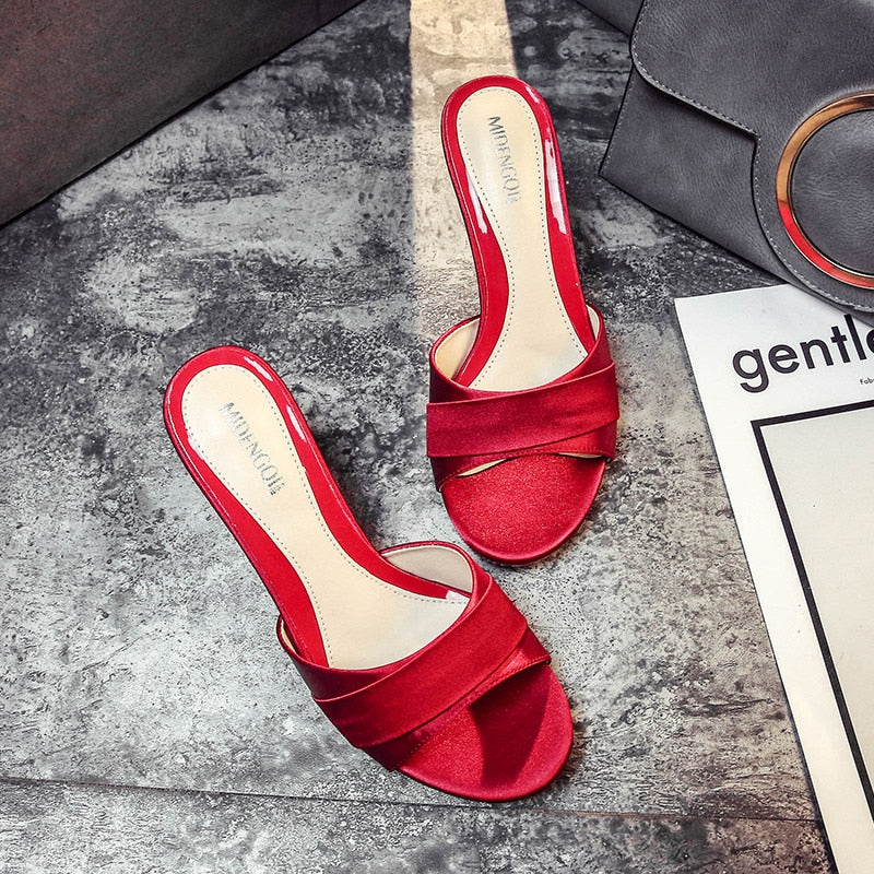 Funki Findz | Shoes | Women's Luxury Satin Low Heel Slides