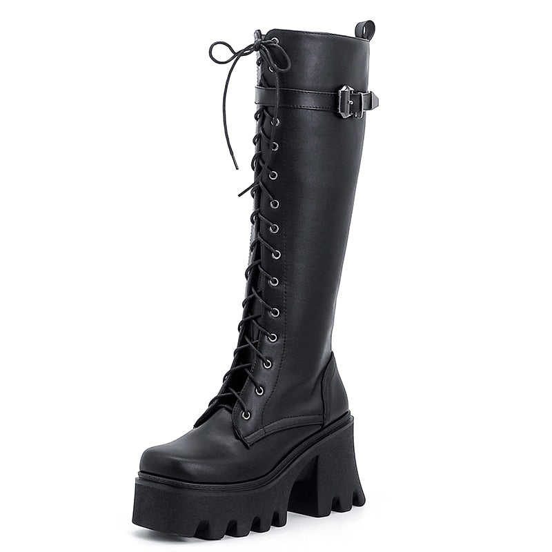 Funki Findz | Boots | Women's Lace Up Chunky Platform Boots