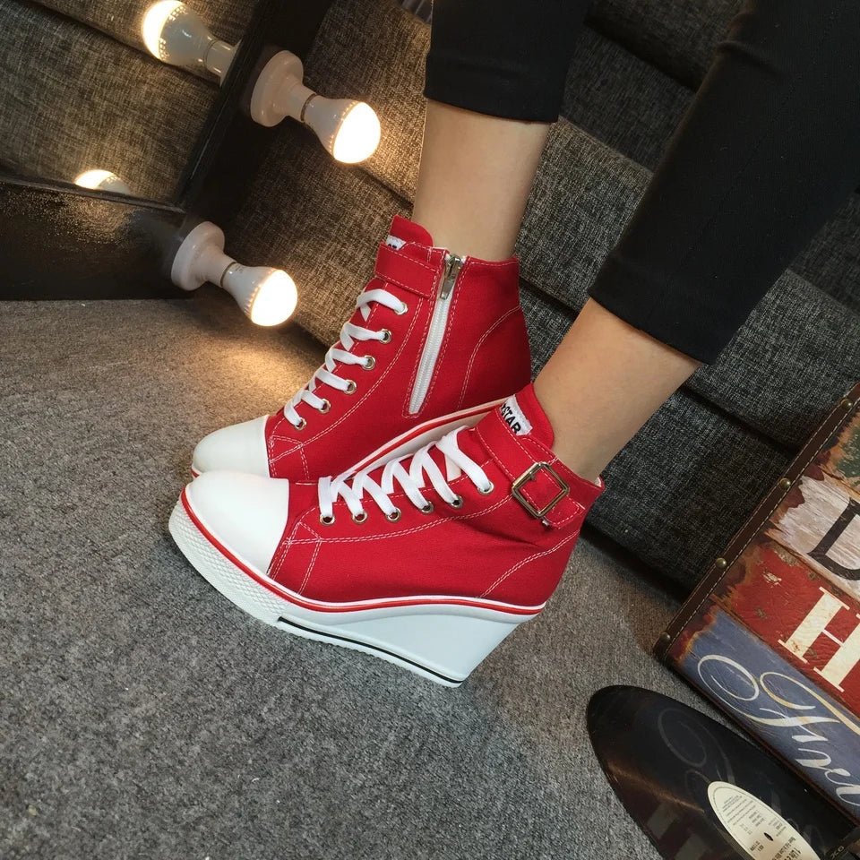 Funki Findz | Boots | Women's High Top Platform Wedge Sneaker