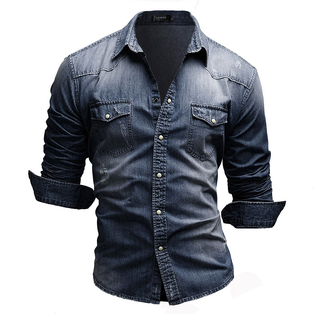 Funki Findz | Shirts | Men's Slim Fit Long Sleeved Denim Shirts