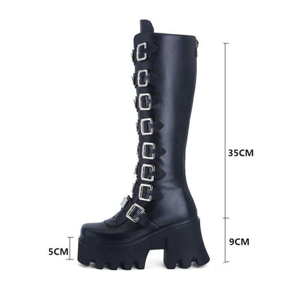 Funki Findz | Boots | Women's Gothic Buckle Plate Platform Boot