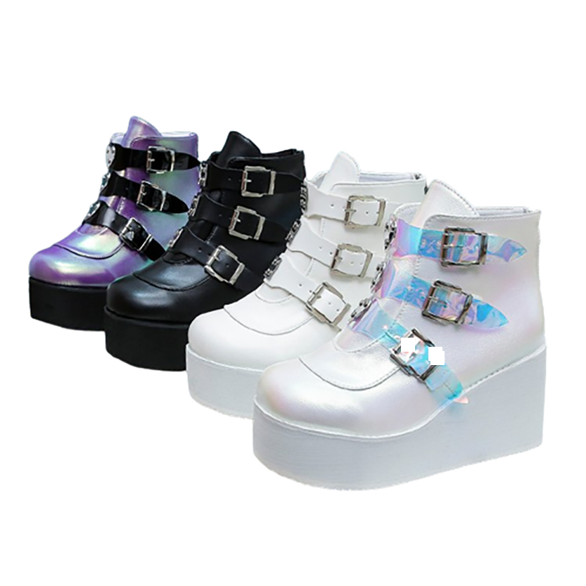 Funki Findz | Boots | Women's Buckle Strap Wedge Ankle Boots