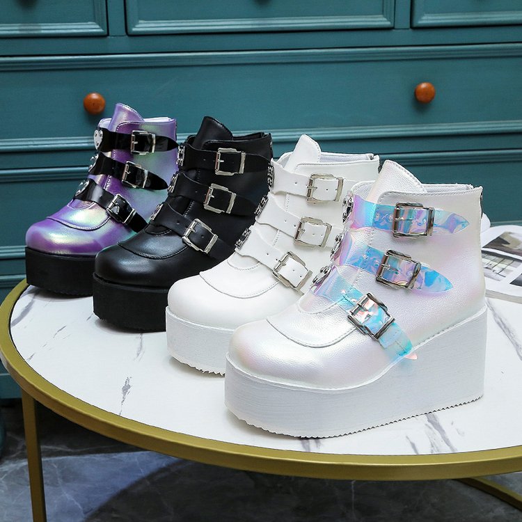 Funki Findz | Boots | Women's Buckle Strap Wedge Ankle Boots