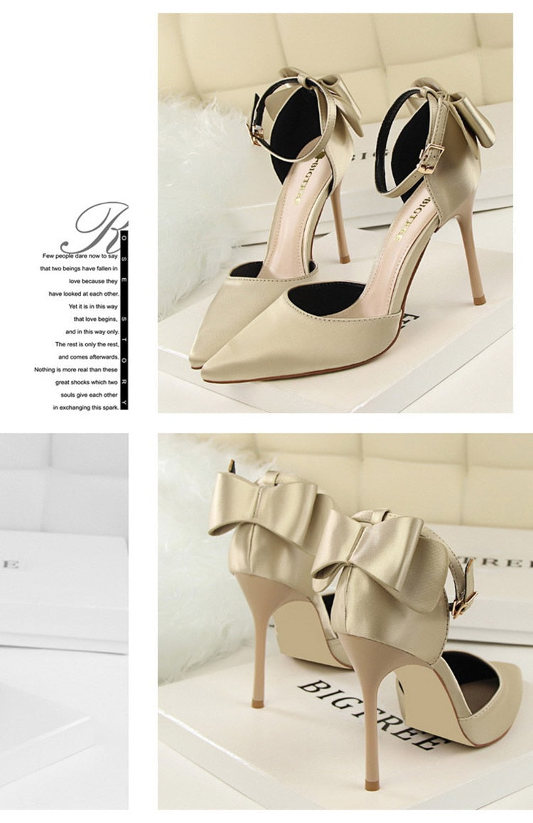Funki Findz | Shoes | Women's Elegant Silk Bow Stiletto Pumps