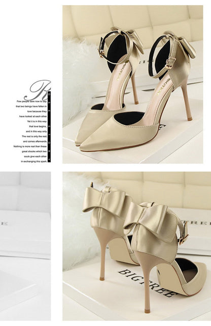 Funki Findz | Shoes | Women's Elegant Silk Bow Stiletto Pumps