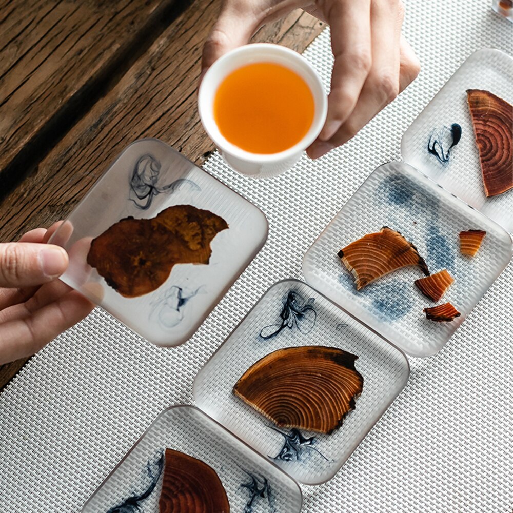 Funki Findz | Coasters | Pine Wood Resin Drink Coasters 6 Pcs