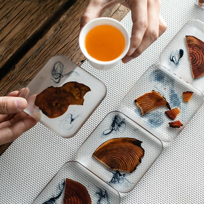 Funki Findz | Coasters | Pine Wood Resin Drink Coasters 6 Pcs