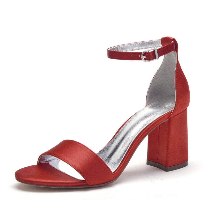 Funki Findz | Shoes | Women's Satin Block Heel Wedding Sandal