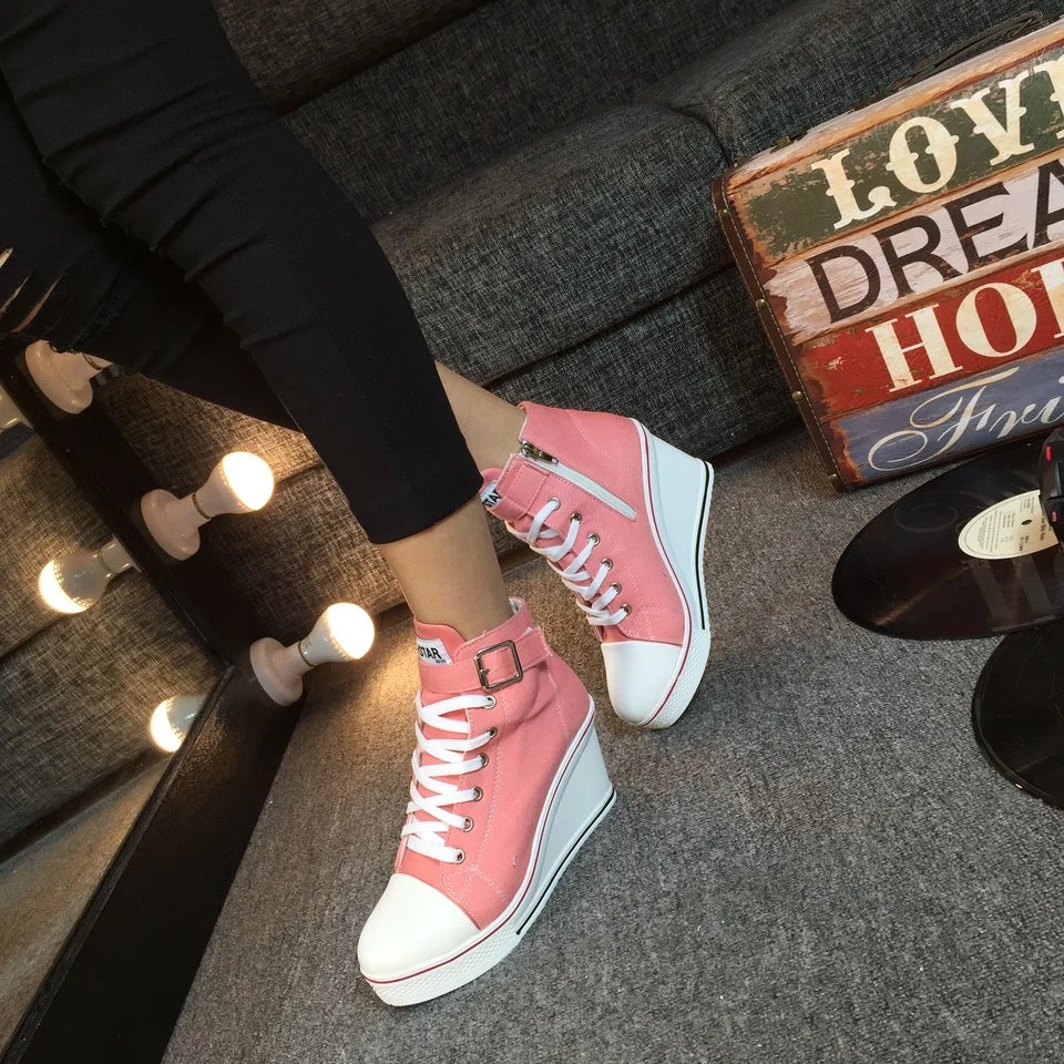 Funki Findz | Boots | Women's High Top Platform Wedge Sneaker