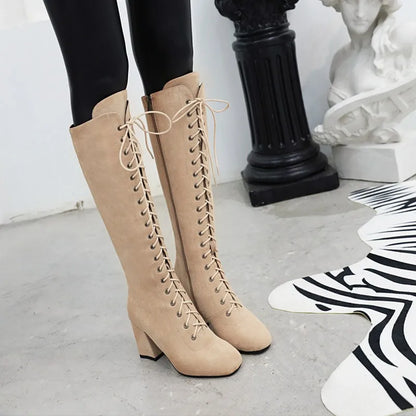 Funki Findz | Boots | Women's Suede Lace Up Knee High Boots