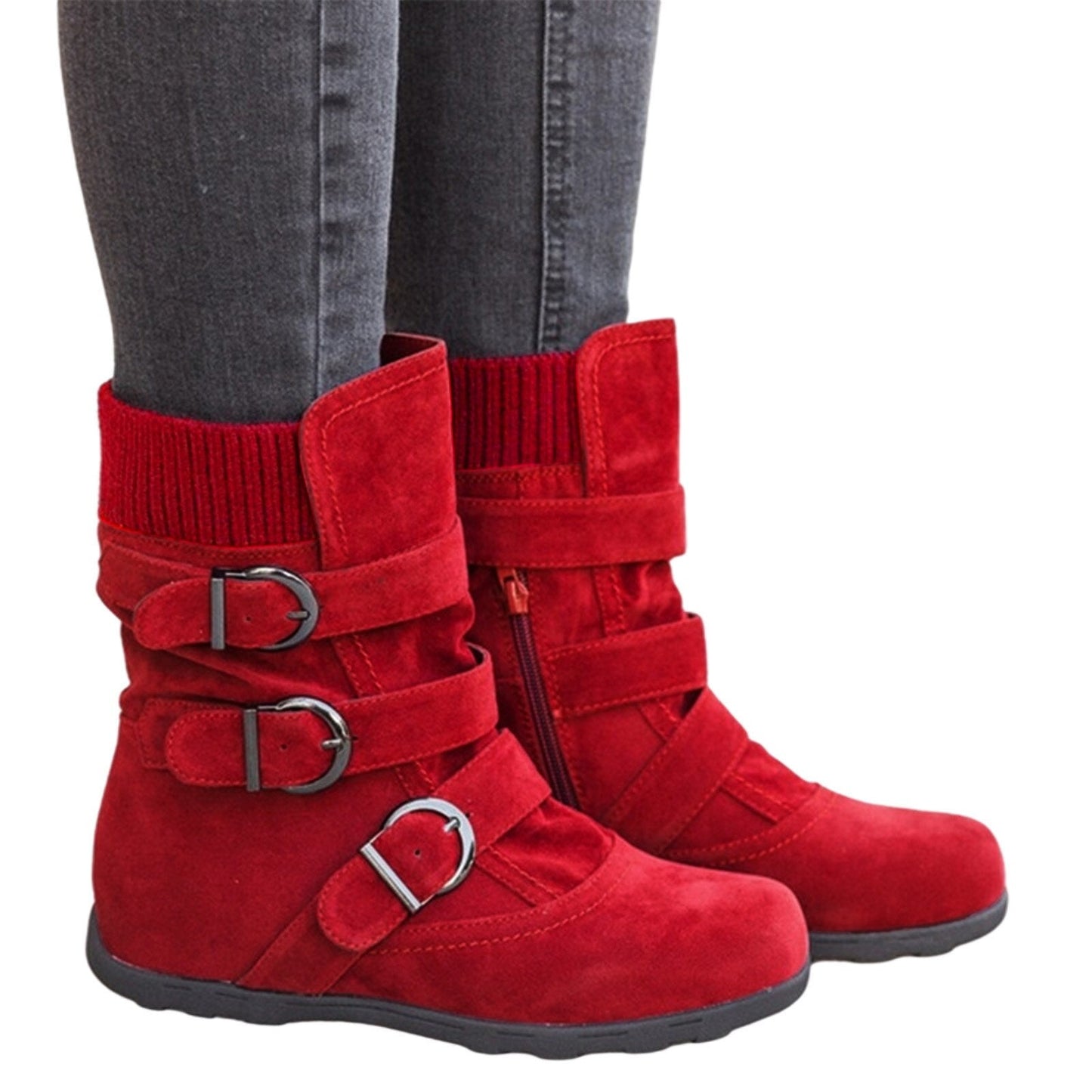Funki Findz | Boots | Women's Buckled Suede Snow Ankle Boots