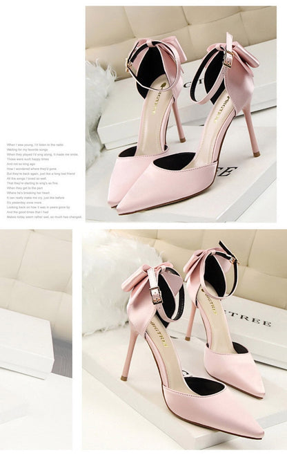 Funki Findz | Shoes | Women's Elegant Silk Bow Stiletto Pumps