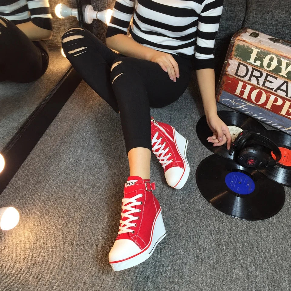 Funki Findz | Boots | Women's High Top Platform Wedge Sneaker