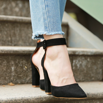 Funki Findz | Shoes | Women's High Block Heel Flock Party Shoe