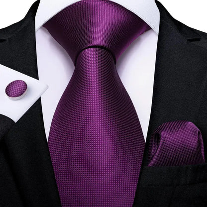 Funki Findz | Neckties | Men's Purple Silk Wedding 3Pcs Tie Set